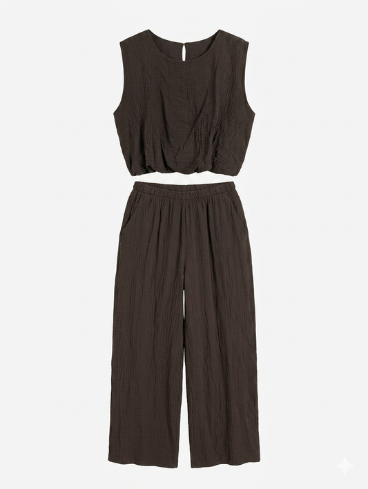 Mousseline Co-ord Set – Deep Coffee