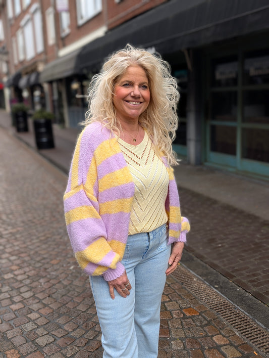 Gestreept vest Bibi - Lila/Geel
