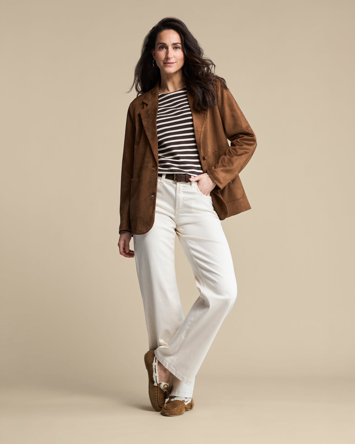 Red Button Blazer suedine - Praline