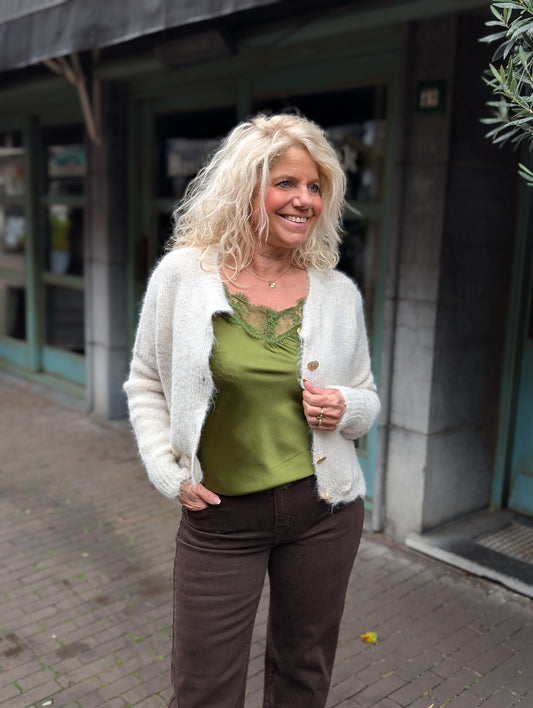 Liva vest met goudkleurige knoopjes - Ecru