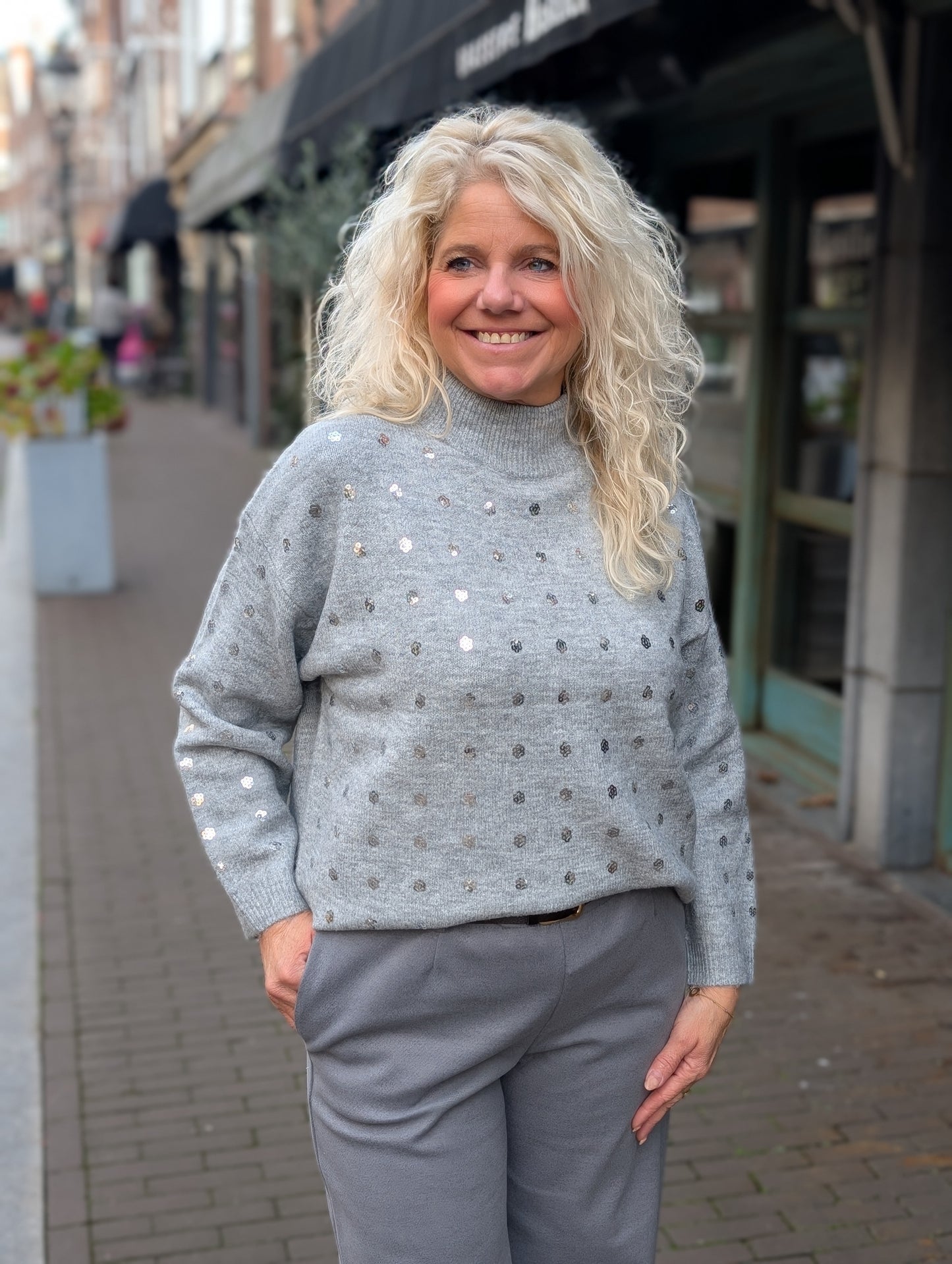 Glitter dots sweater - Grijs/Zilver