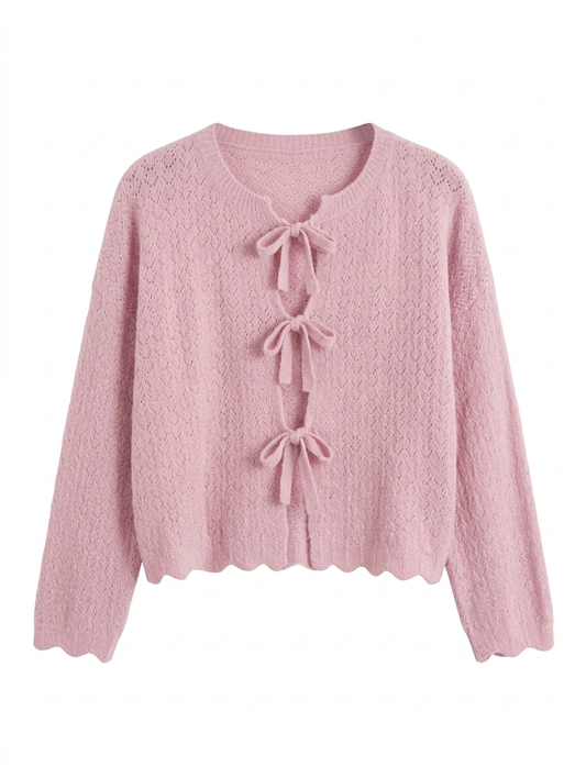 Pastel Pointelle Cardigan - Roze