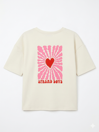 Spread Love Graphic Top – Beige