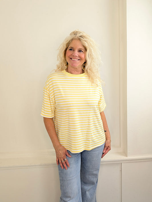 Gestreept shirt Isa - Geel / wit