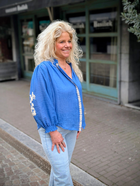 Katoenen blouse Norah - Kobaltblauw