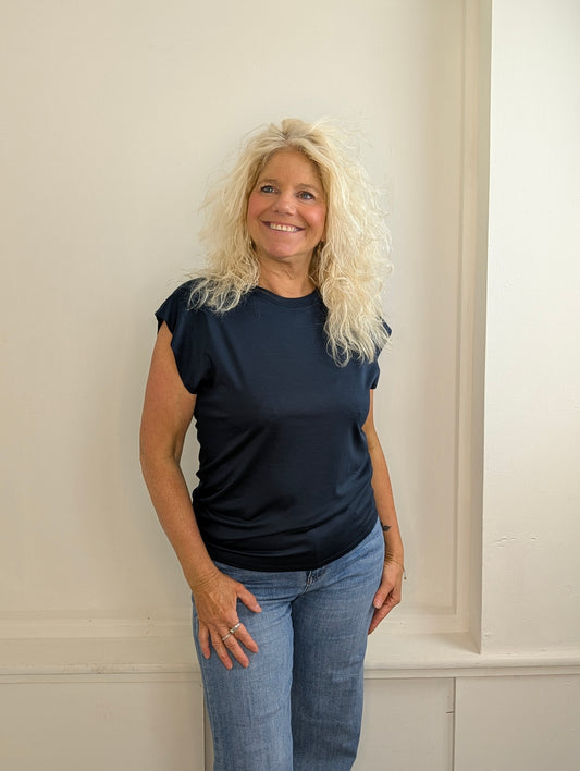 Cap sleeve top - Donker blauw