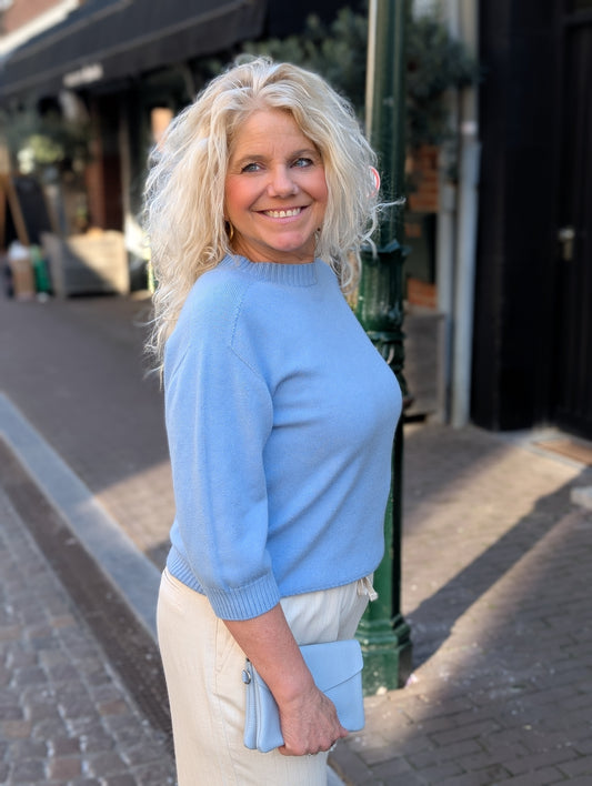 Lonne trui met korte mouw - Blauw