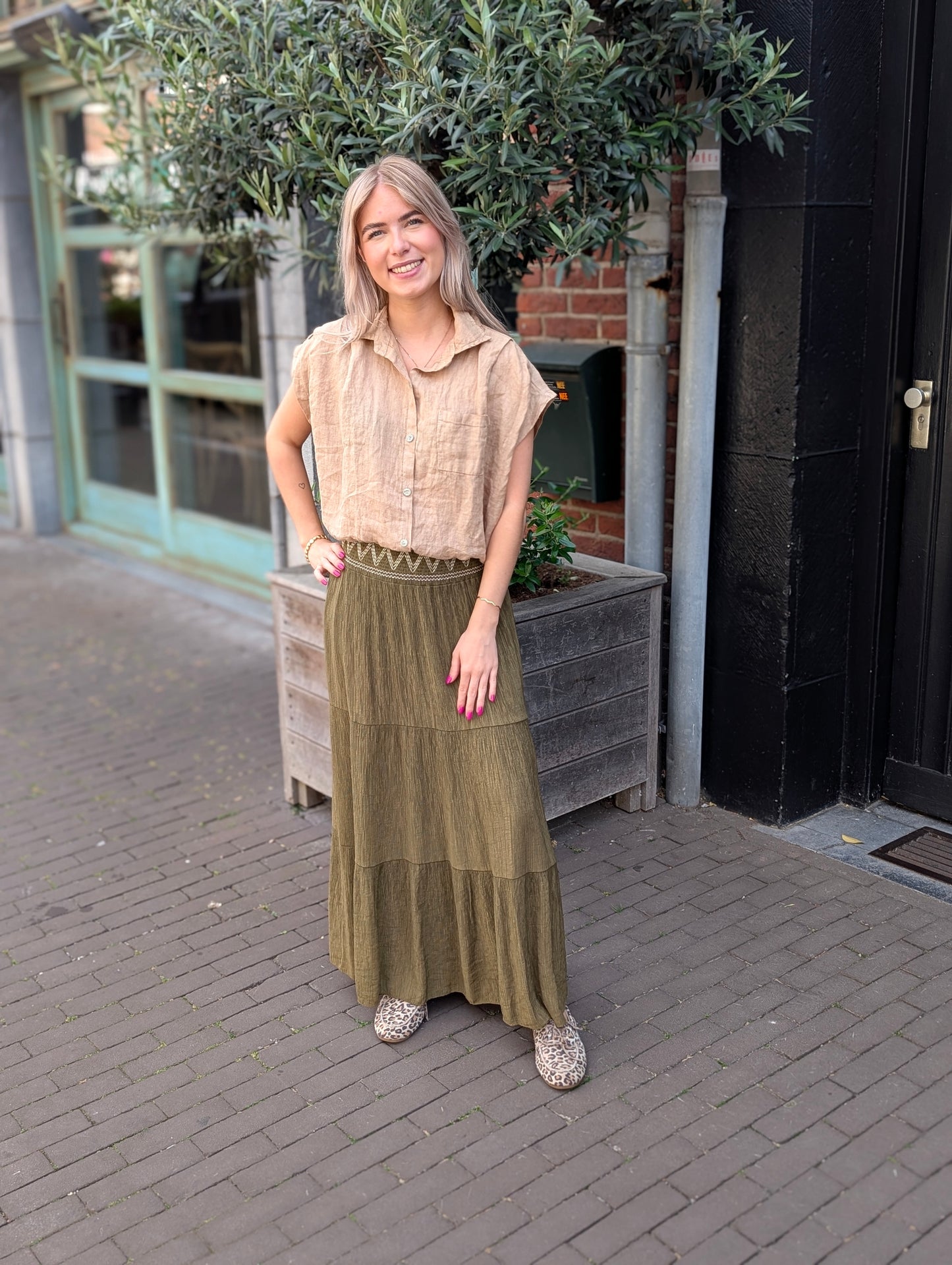 Linnen blouse Veerle - Camel