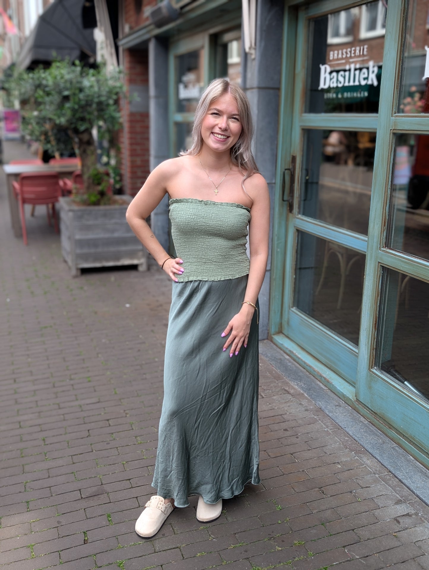 Jipy silk rok - Army groen