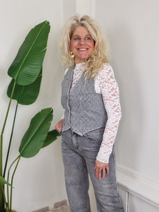 Karin glitter Gillet - Jeans Grey