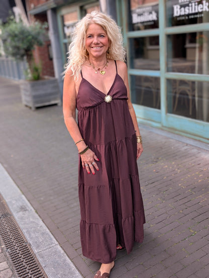 Bailey jurk met broche - Bruin