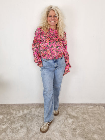 Flower blouse Nienke - Fuchsia