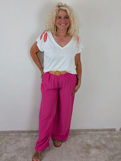 Sandra pantalon met riem - Hard roze