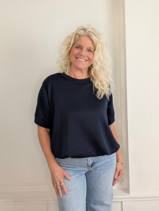 Balloon jersey shirt - Donkerblauw