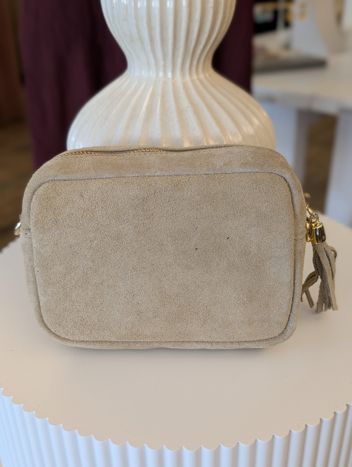 Tas met gouden rits en kwastje - Beige