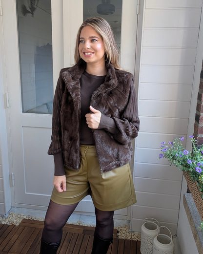 Faux fur gilet - Bruin