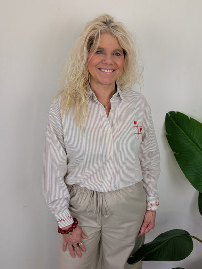 You won my heart katoenen blouse - Beige/Wit