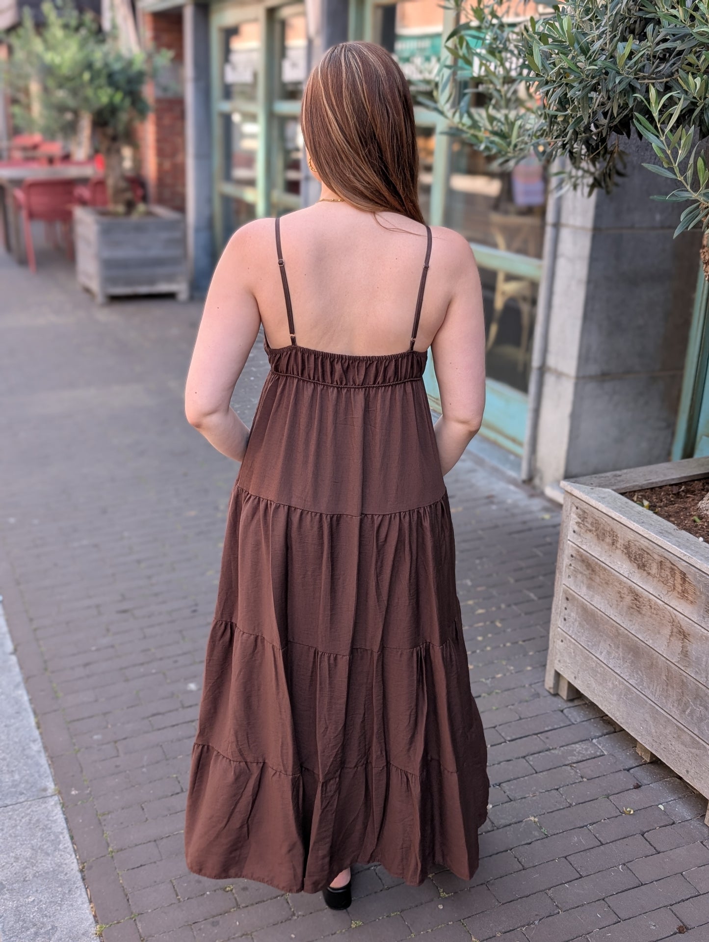 Bailey jurk met broche - Bruin