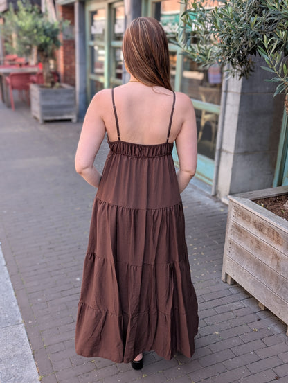 Bailey jurk met broche - Bruin