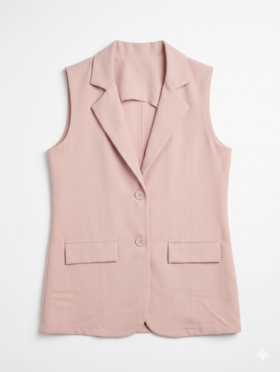 Gestreepte Demi gilet - Lichtroze