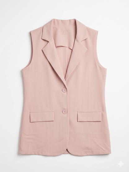 Gestreepte Demi gilet - Lichtroze