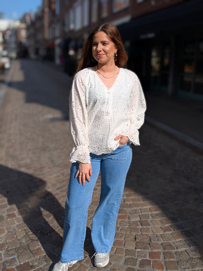 Geborduurde blouse Bobby - Wit