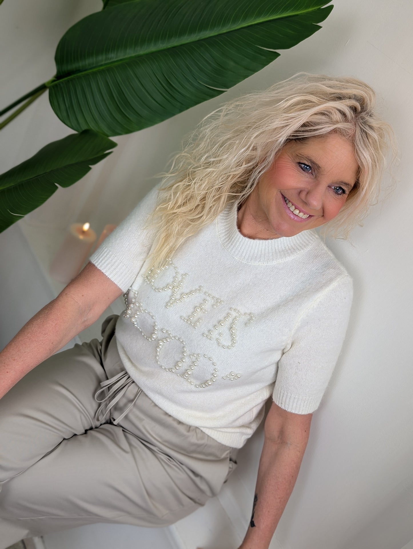 Love is good trui korte mouw - Off White