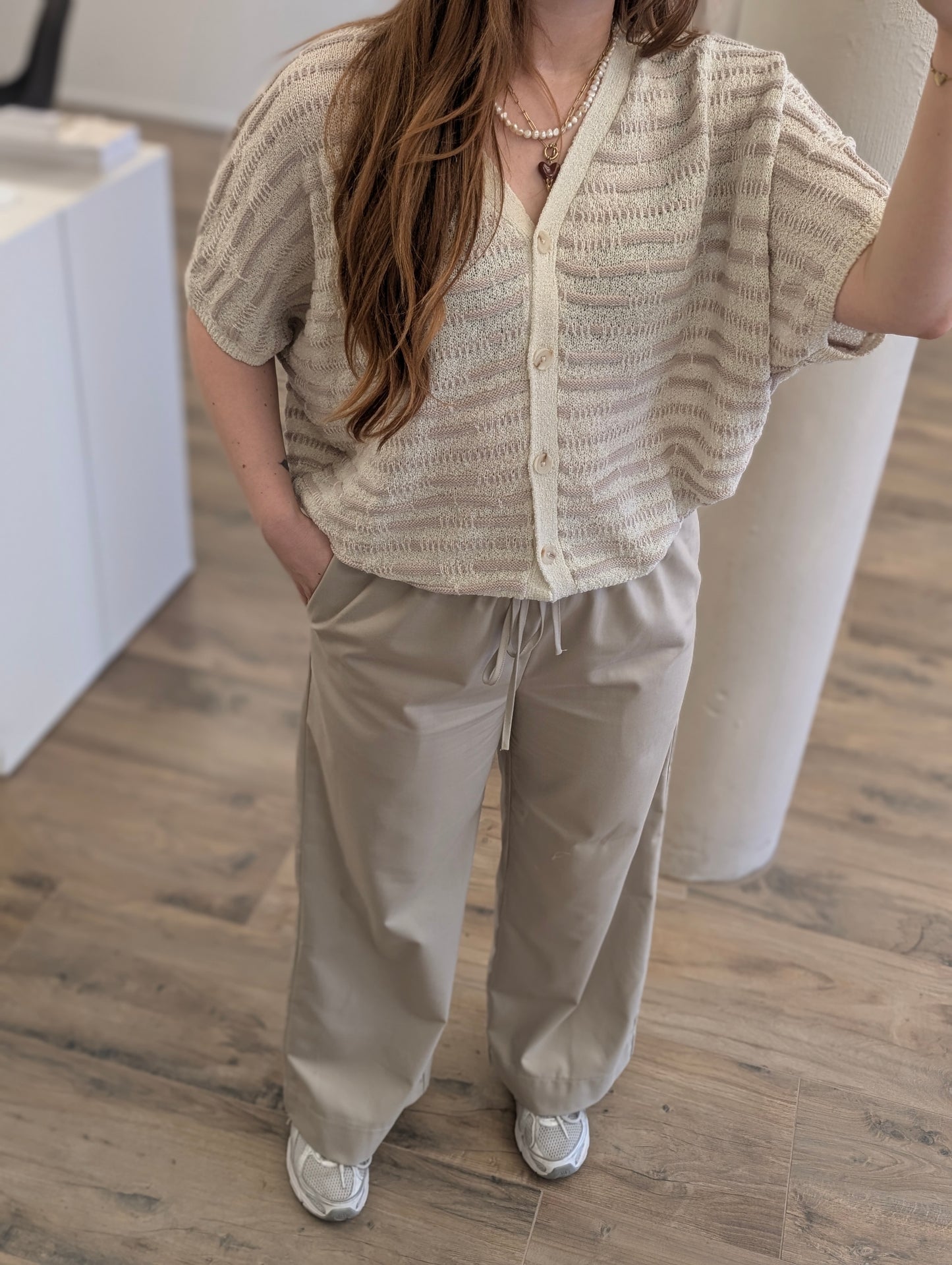 Zusss gestreepte spencer - Dark Sand