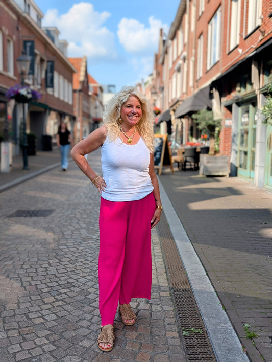 Karin plise broek - Hard roze