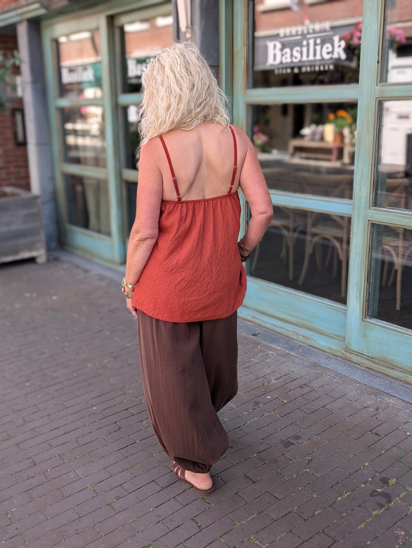 Daisy opengewerkte top - Brique