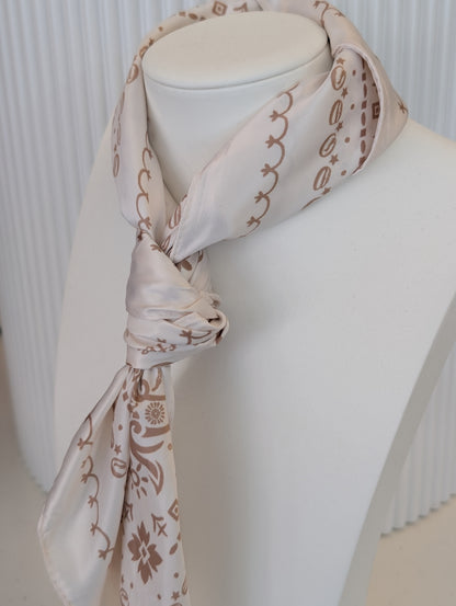 Print sjaal - Bruin / off white