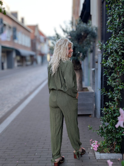 Bibara ballon broek met strik onderin - Groen