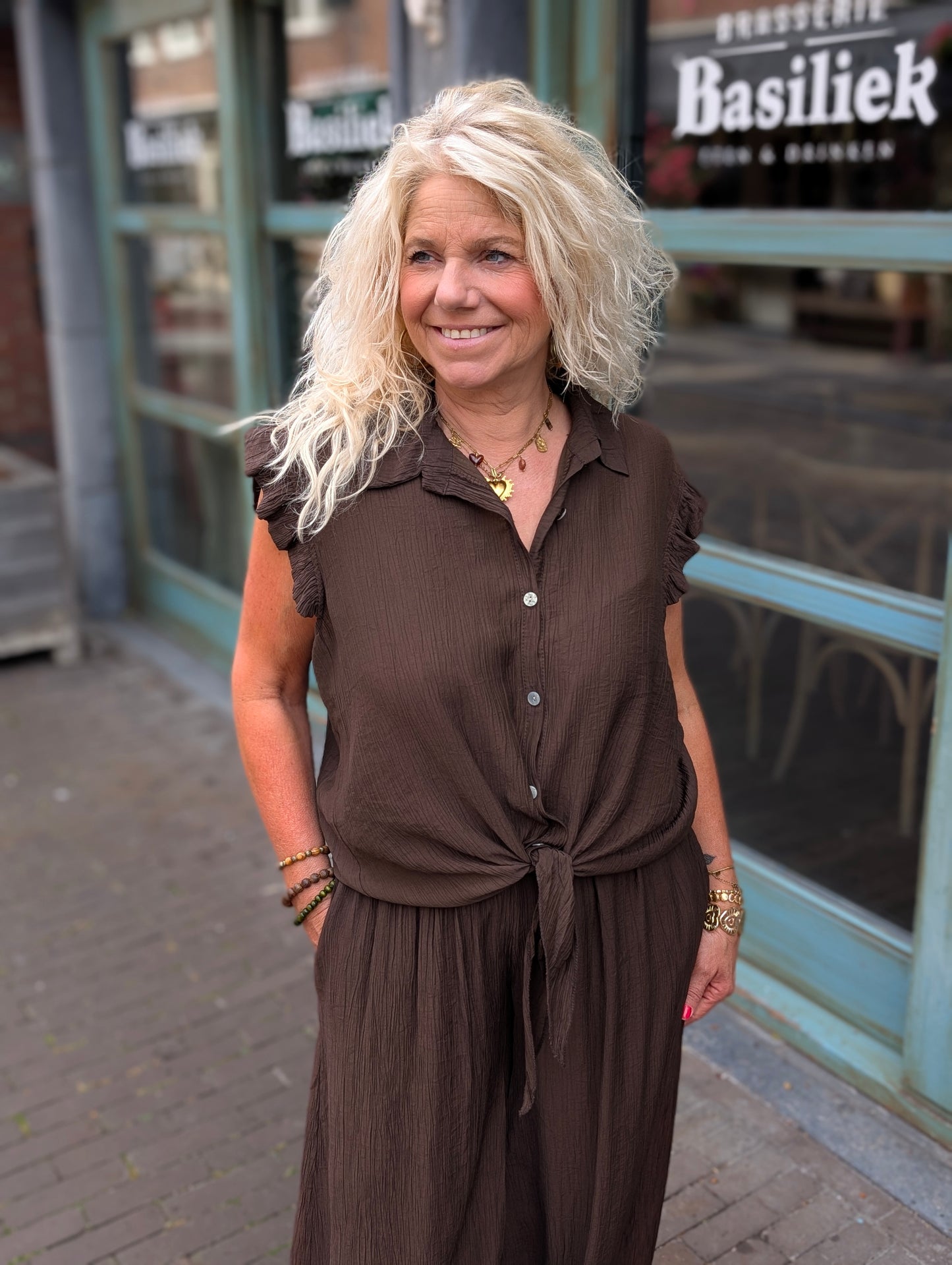 Set Meggy top+broek - Bruin