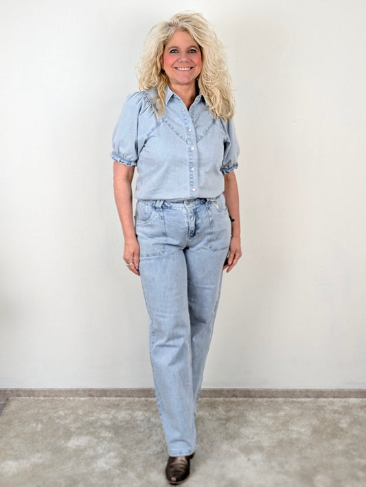 Colette Red Button Utility jeans