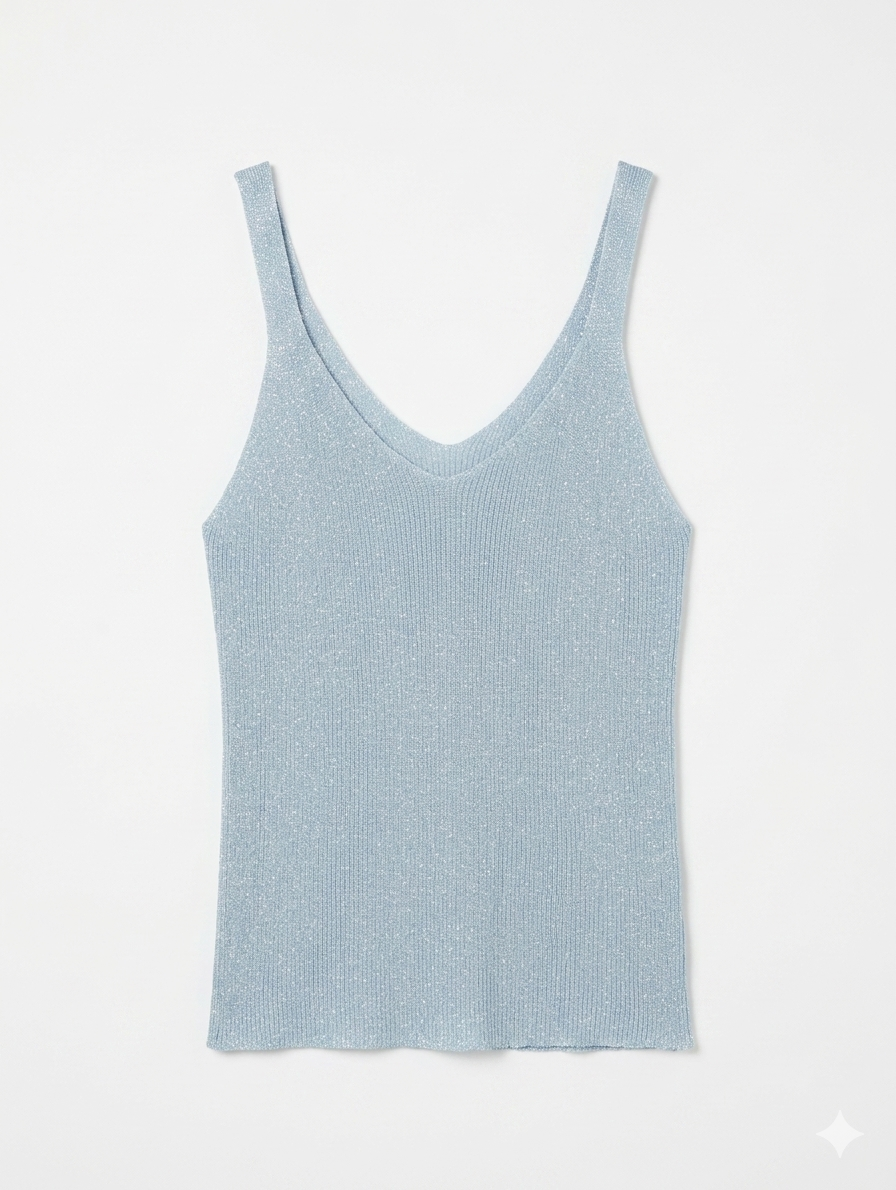 Sparkle Knit Top - Lichtblauw