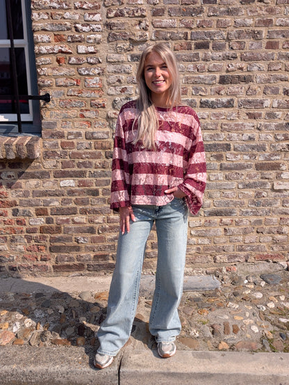 Lace dream festival top - Roze/Bordeaux