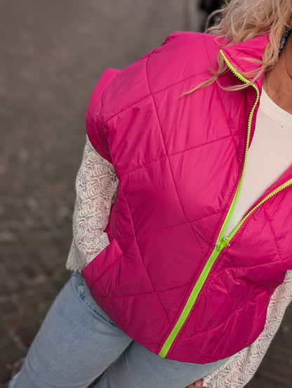 Bodywarmer doorgestikt Wendy - Roze