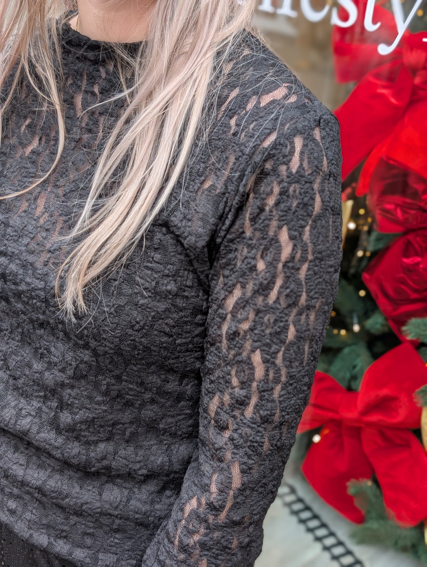 Vallery kanten top - Zwart