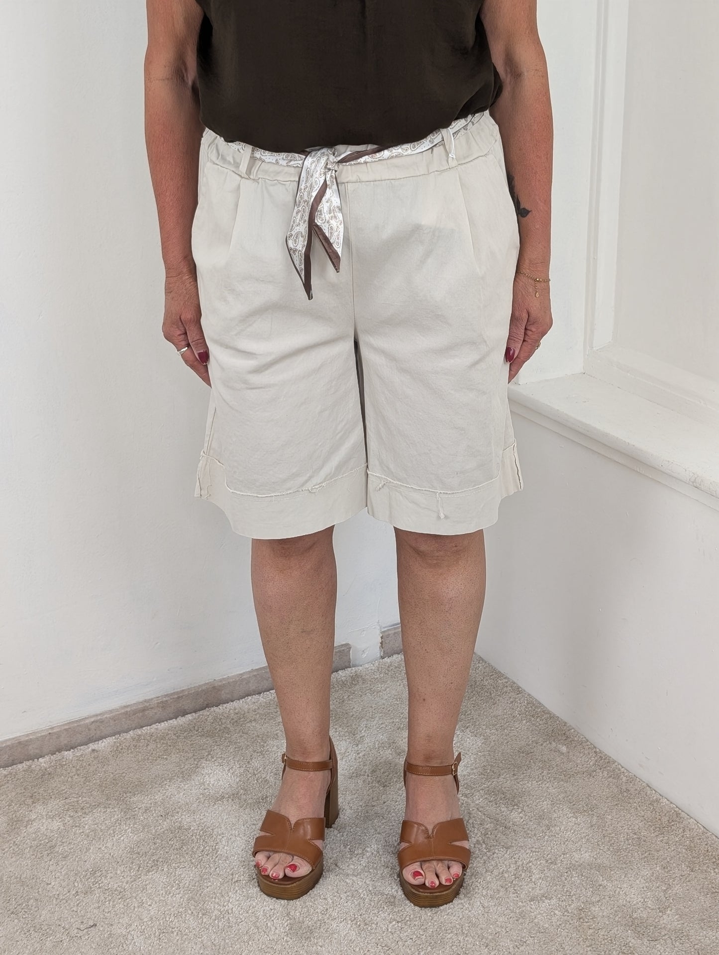 Katoenen scarf short - Beige