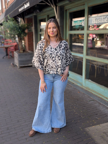 Panterprint ballon blouse - Beige