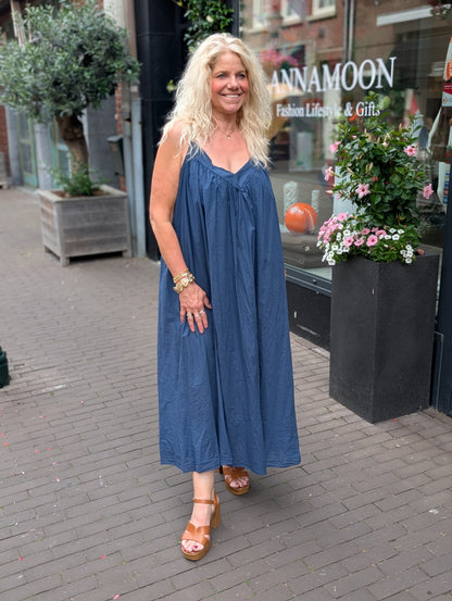 Katoenen jurk Isabel - Donkerblauw
