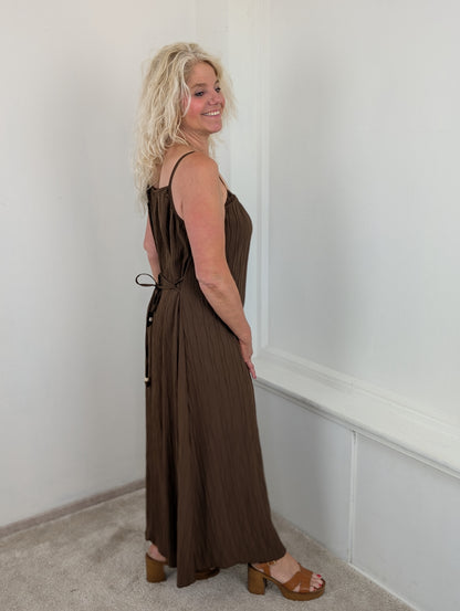 Golden hour crincle maxi dress - Bruin