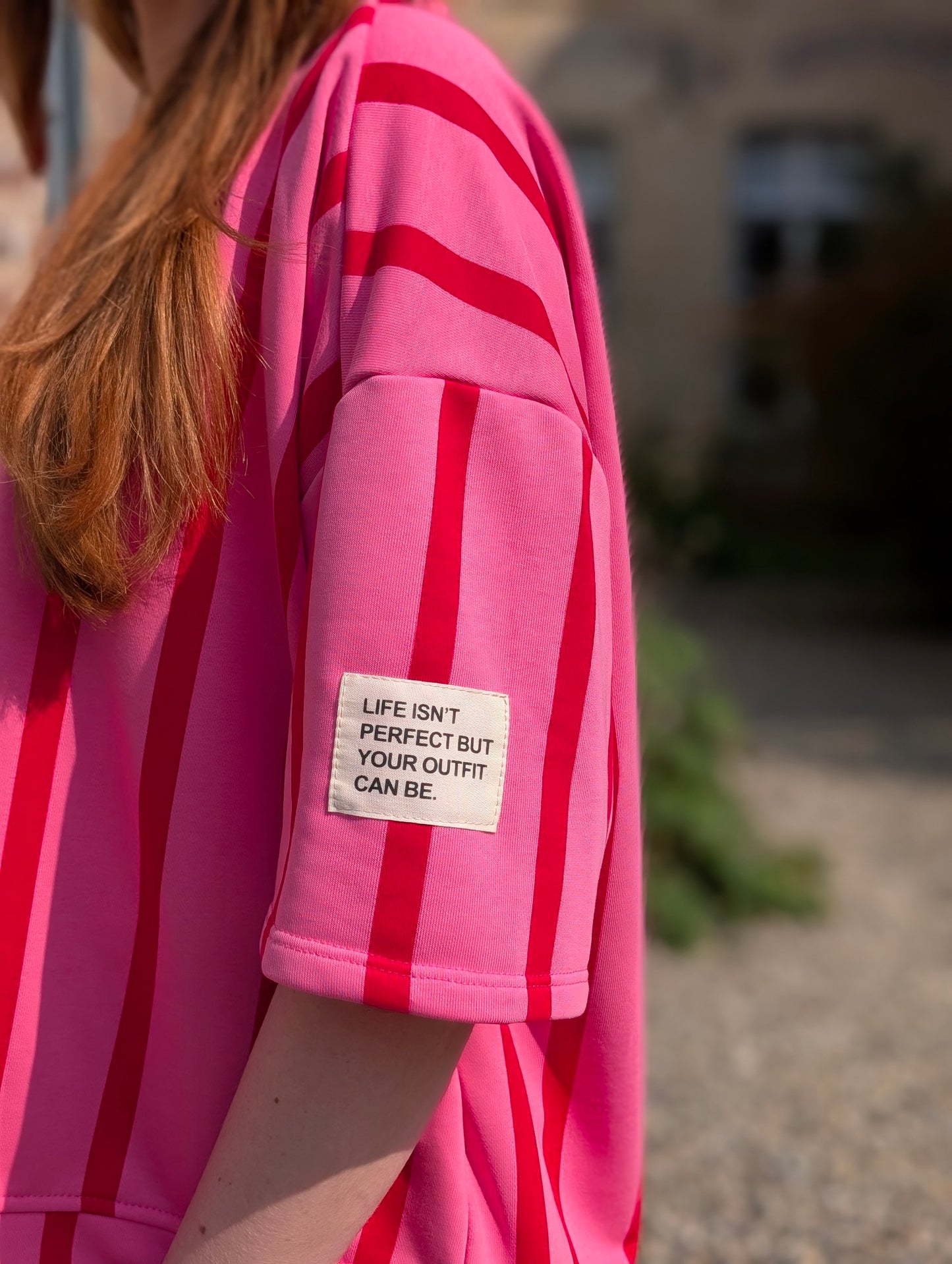 Striped Candy Oversized Sweater – Roze/Rood