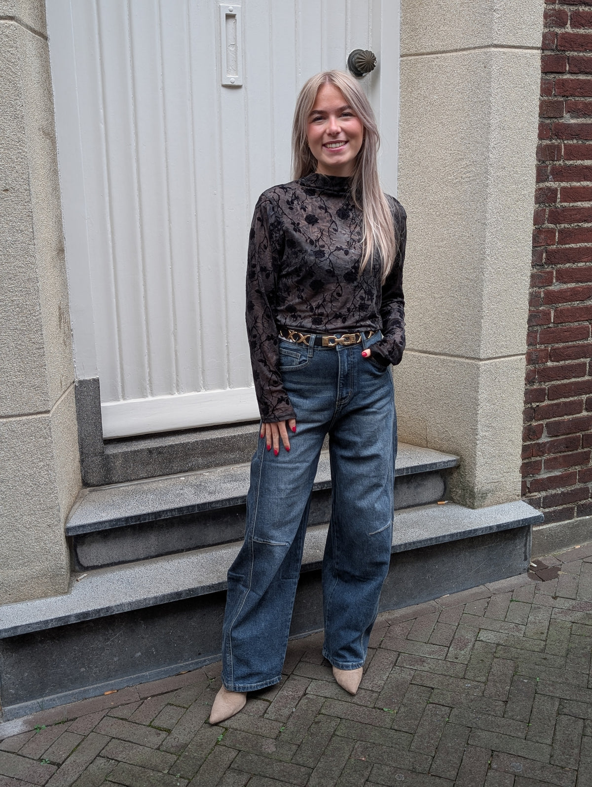 Flower top - Zwart