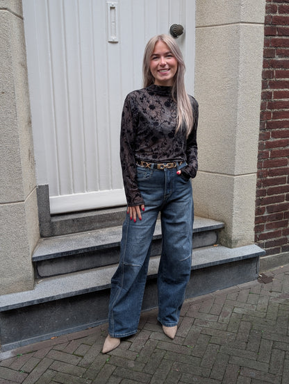 Flower top - Zwart