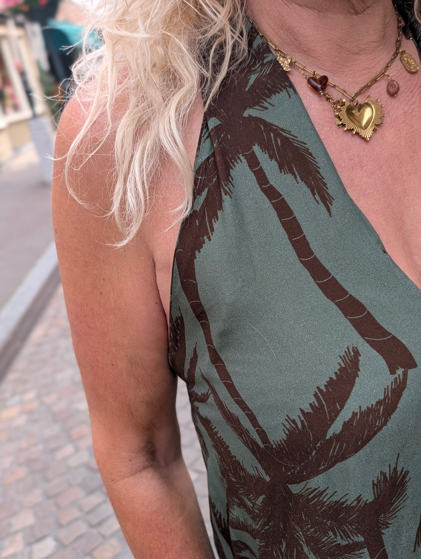 Casy print jurk - Groen / bruin