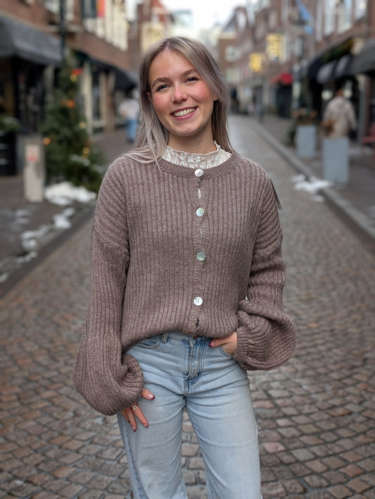 Vest Eefje ballonmouw - Taupe