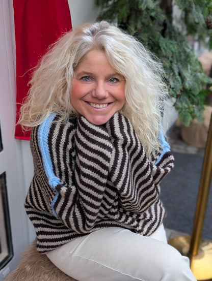 Gebreide trui Semra - Bruin/Blauw