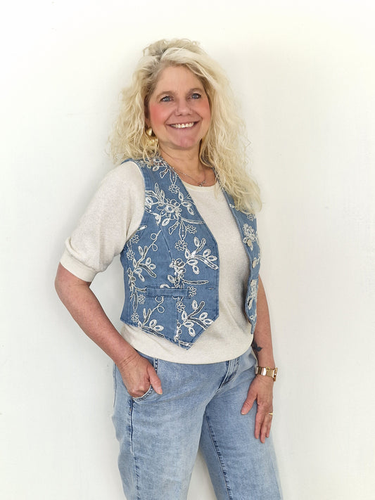 Glennis gilet met pailletten - Jeans