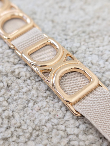 Elastische schakel riem goud - Beige